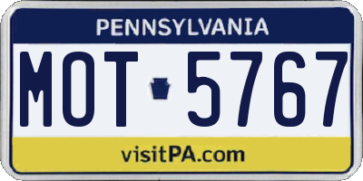 PA license plate MOT5767