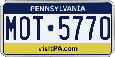 PA license plate MOT5770