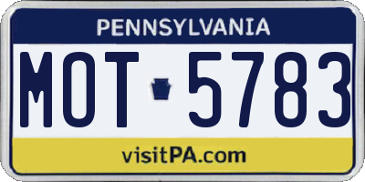 PA license plate MOT5783
