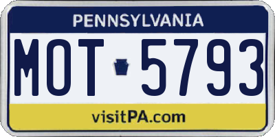 PA license plate MOT5793
