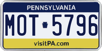 PA license plate MOT5796