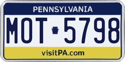 PA license plate MOT5798