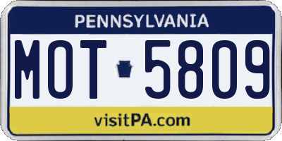 PA license plate MOT5809