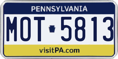 PA license plate MOT5813