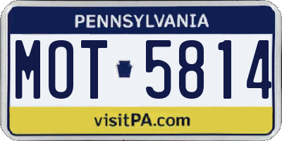 PA license plate MOT5814