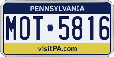 PA license plate MOT5816