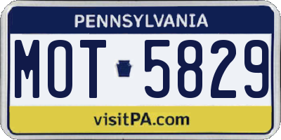 PA license plate MOT5829