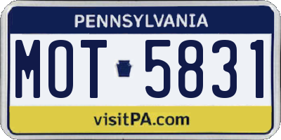 PA license plate MOT5831