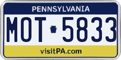 PA license plate MOT5833