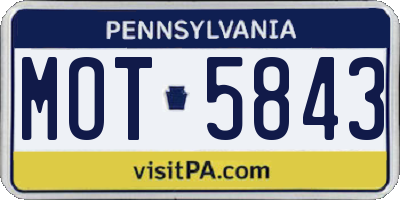 PA license plate MOT5843