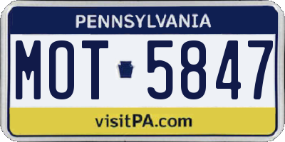 PA license plate MOT5847