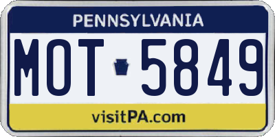 PA license plate MOT5849