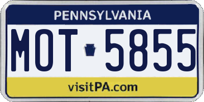 PA license plate MOT5855