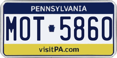 PA license plate MOT5860