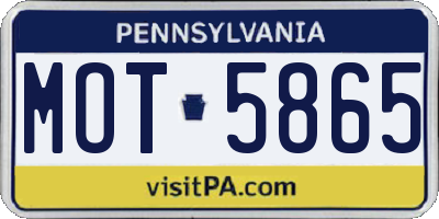 PA license plate MOT5865