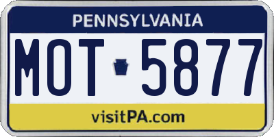 PA license plate MOT5877