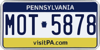 PA license plate MOT5878