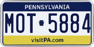 PA license plate MOT5884