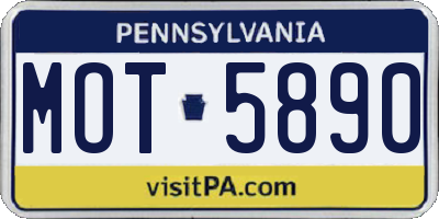PA license plate MOT5890