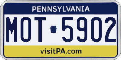 PA license plate MOT5902