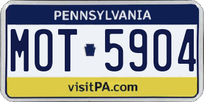PA license plate MOT5904