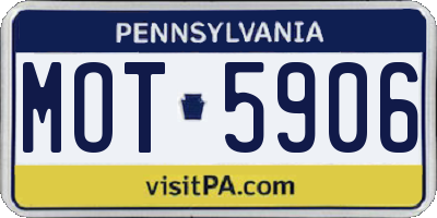PA license plate MOT5906