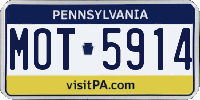 PA license plate MOT5914