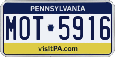 PA license plate MOT5916