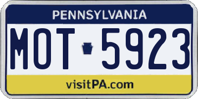 PA license plate MOT5923