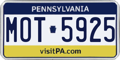 PA license plate MOT5925