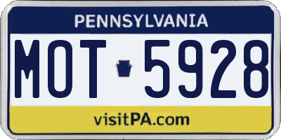 PA license plate MOT5928