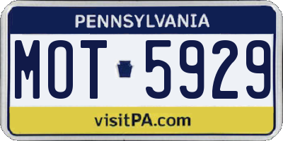 PA license plate MOT5929