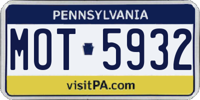 PA license plate MOT5932