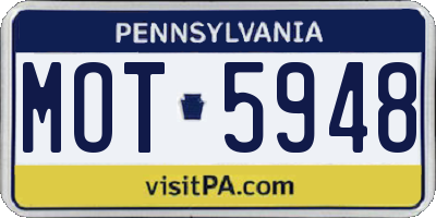 PA license plate MOT5948