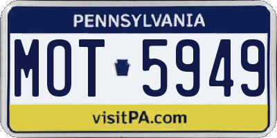 PA license plate MOT5949
