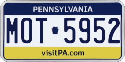 PA license plate MOT5952