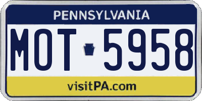 PA license plate MOT5958