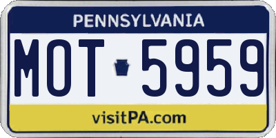 PA license plate MOT5959
