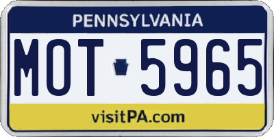 PA license plate MOT5965