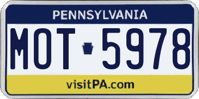 PA license plate MOT5978