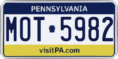 PA license plate MOT5982