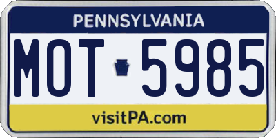 PA license plate MOT5985