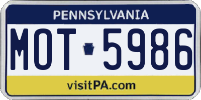PA license plate MOT5986