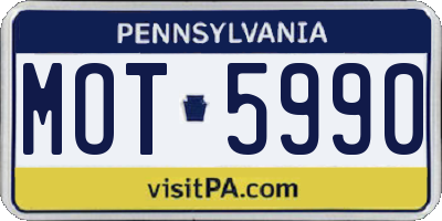 PA license plate MOT5990