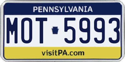 PA license plate MOT5993