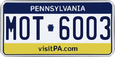 PA license plate MOT6003