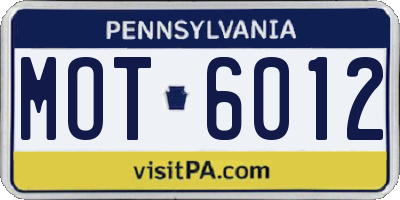PA license plate MOT6012