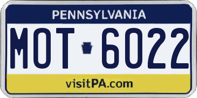 PA license plate MOT6022