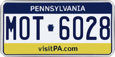 PA license plate MOT6028