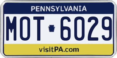 PA license plate MOT6029
